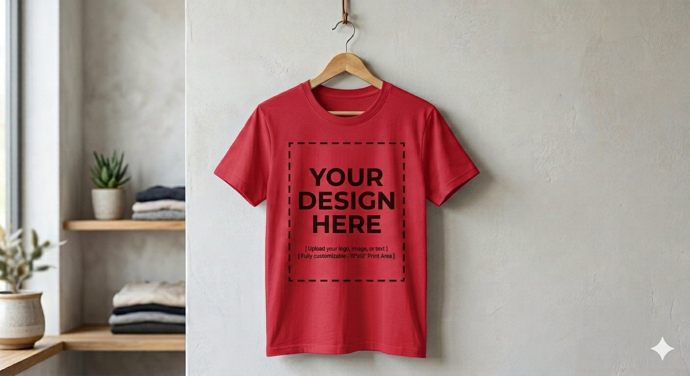 Round Neck Cotton Tshirt - Red