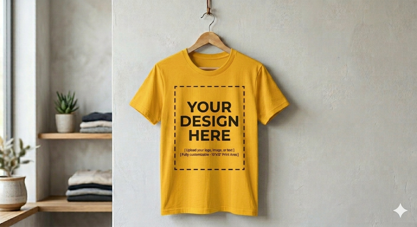 Round Neck Cotton Tshirt - Yellow