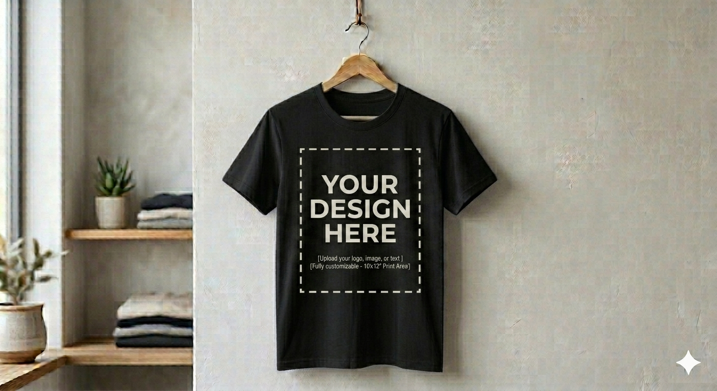 Custom Round Neck Cotton Tshirt - Black