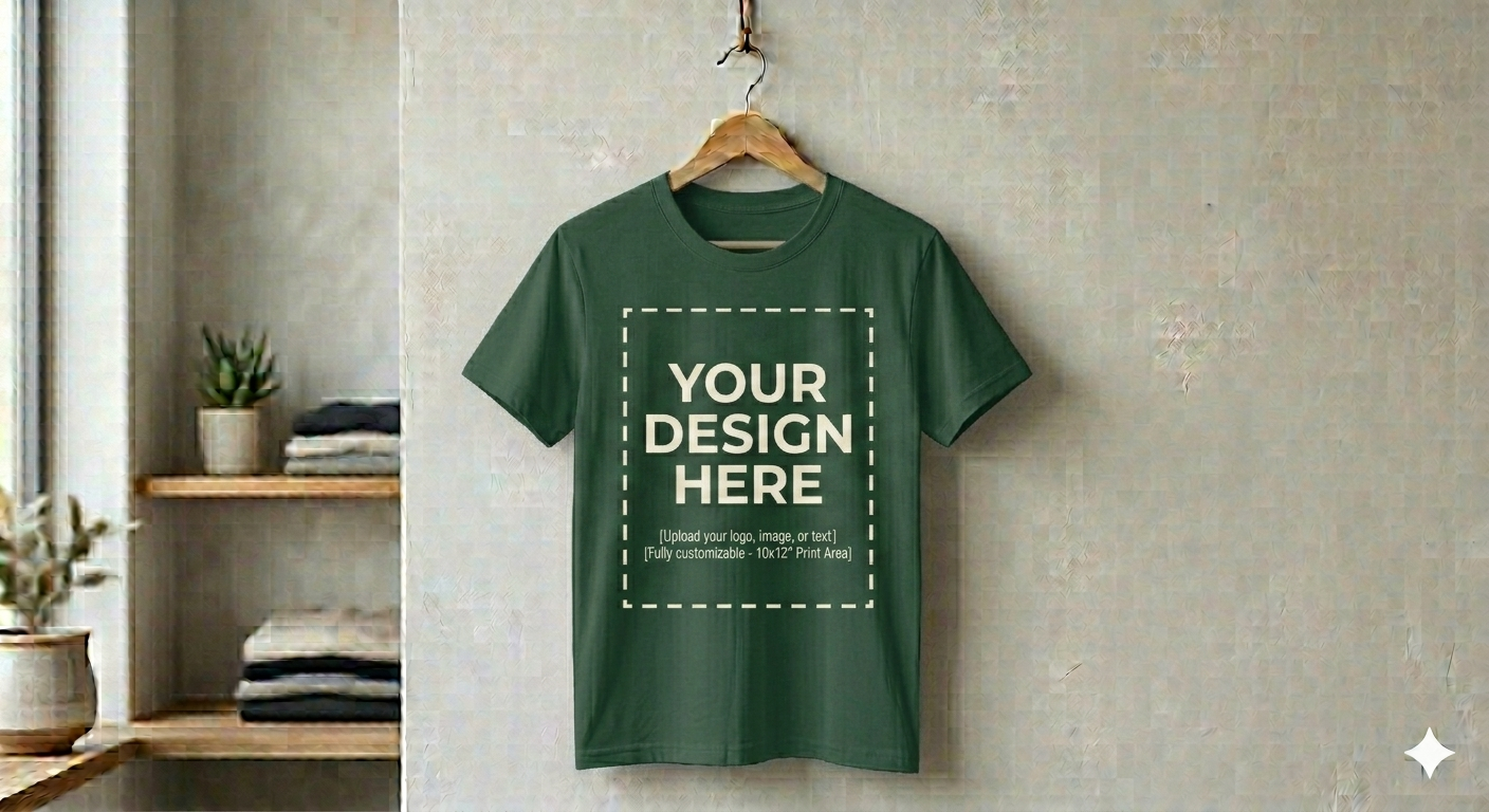 Round Neck Cotton Tshirt - Dark Green