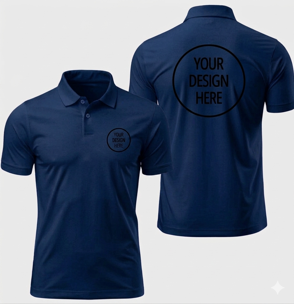 Polo Tshirt Fine Polyster - Navy Blue