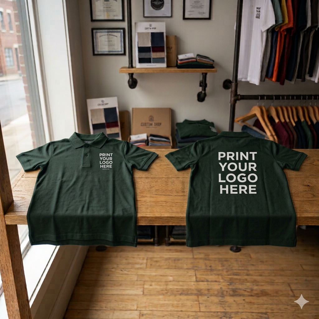 Custom Polo Tshirt Fine Polyster - Dark Green