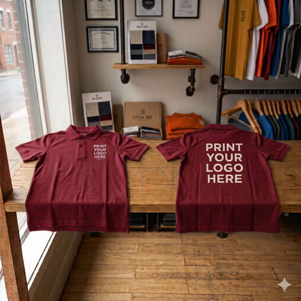 Custom Polo Tshirt Fine Polyster - Maroon