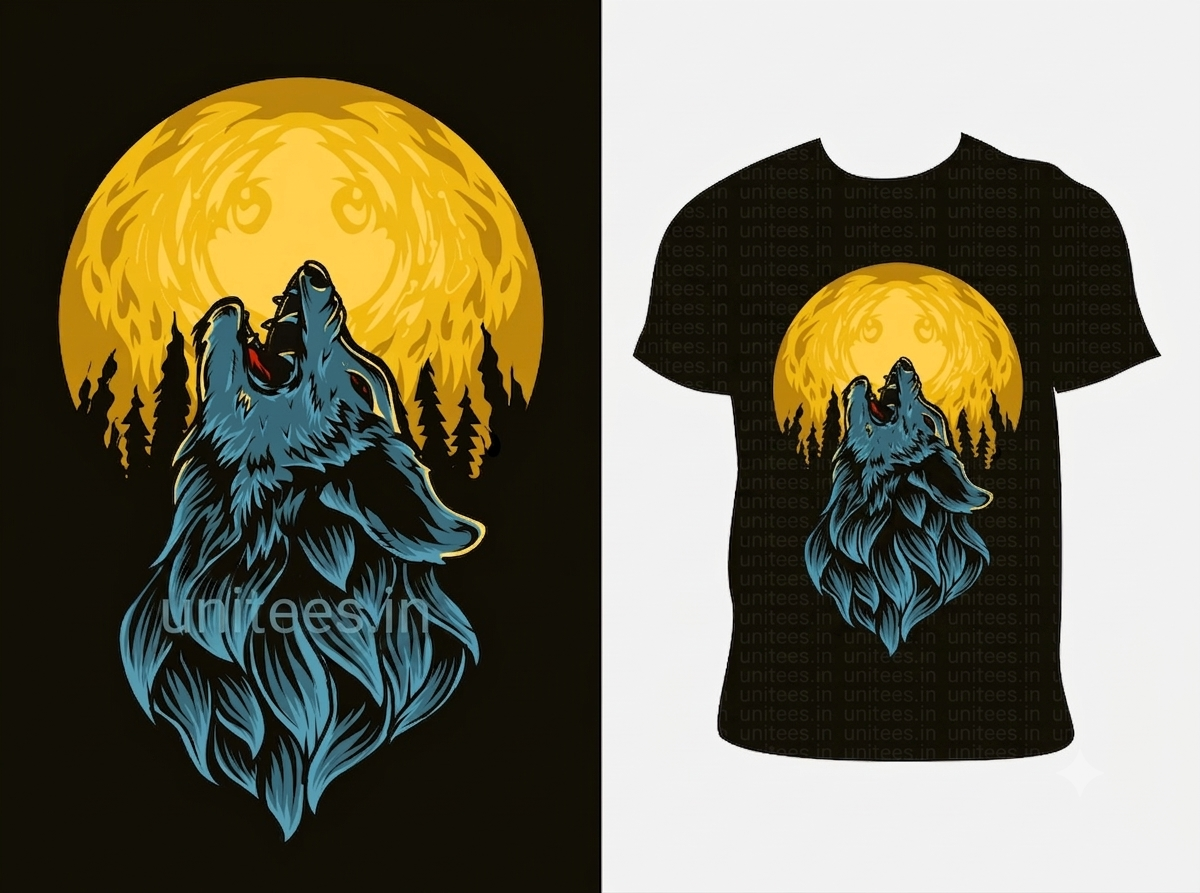 Fox Print Mens Round Neck Tshirt
